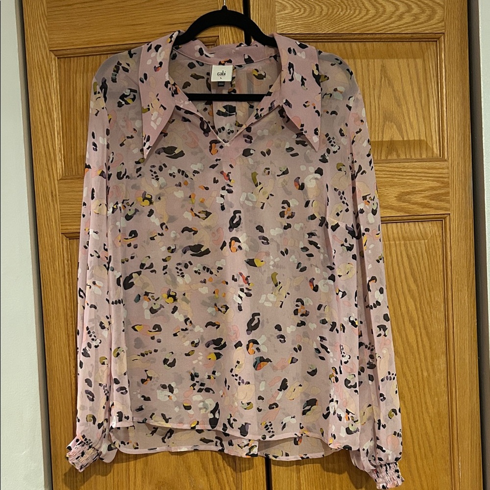 CAbi Multicolor Abstract Print Blouse